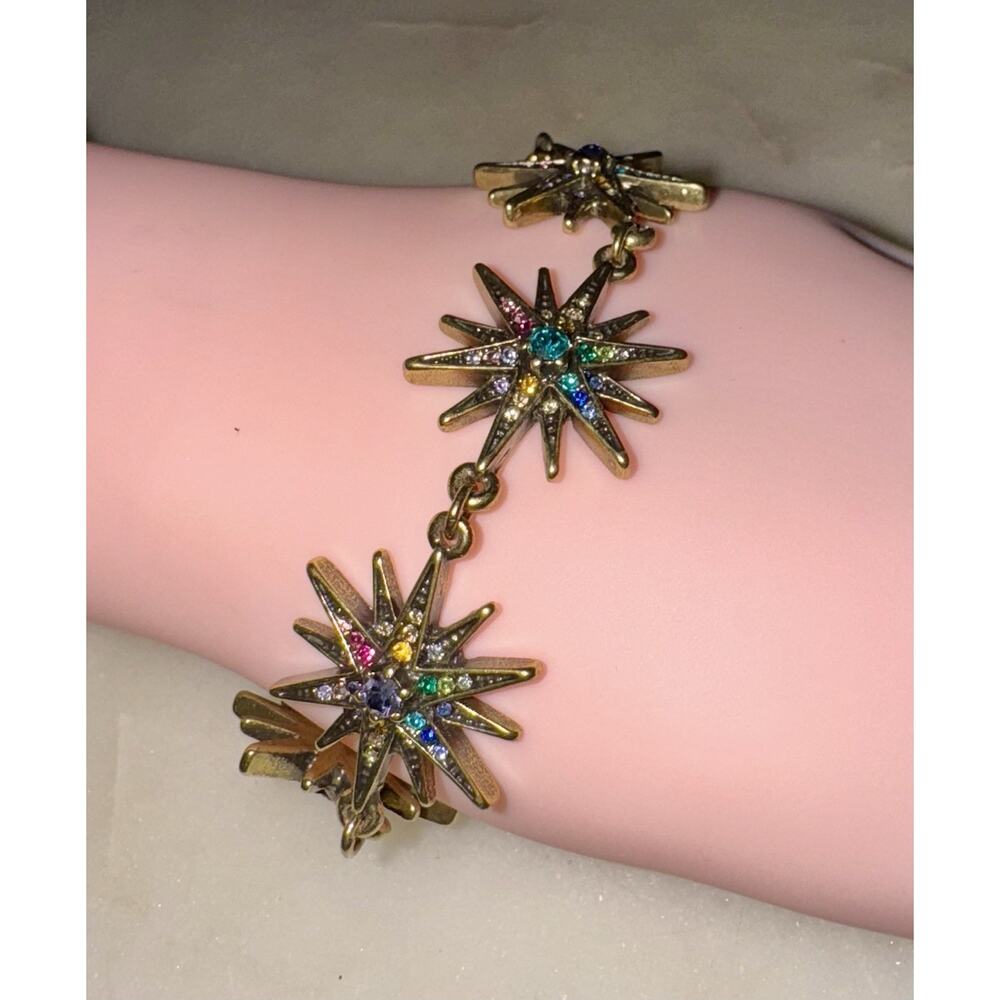 Authentic Kirks Folly Multi-Color Crystal Rainbow Twinkle Star Bracelet Adjust - Picture 2 of 8